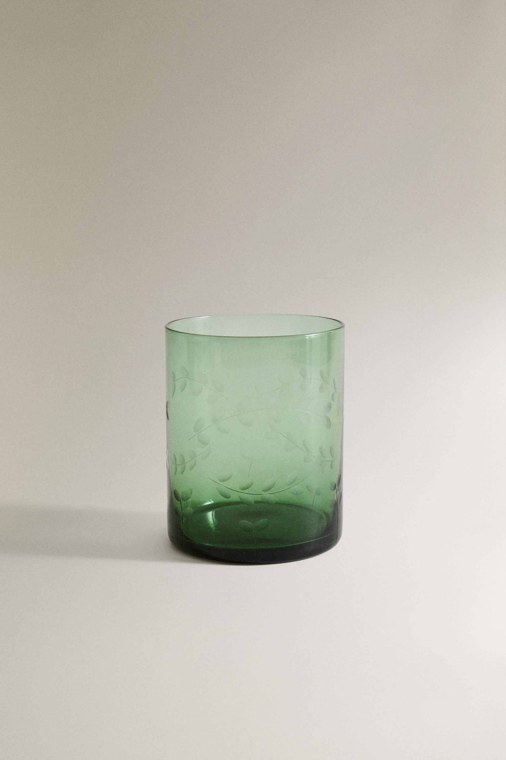 CHRISTMAS GLASS LEAF TUMBLER
